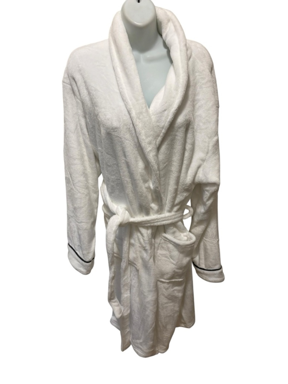Tommy Bahama White Unisex Plush Belted Robe OS Pockets Leisure Soft Resort Wear - Picture 3 of 8